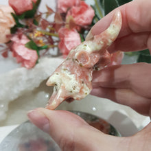 Load image into Gallery viewer, skull-Bull-horns-Pink-Opal-Crystal-Carving-Stone-Moonlight-Crystals-Australia