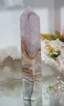 Load image into Gallery viewer, SECONDS STOCK - Amethyst Agate Crystal Point Tower Stone
THIS POINT IS A TAD WOBBLY
INSPIRES INTUITION AND WELLBEING
Amethyst Agate Tower Crystal Stone. is a little wobbly.