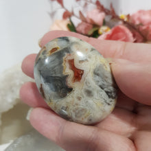 Load image into Gallery viewer, Crazy Lace Agate Palm Stone Crystal Carving 45mm 1