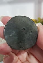 Load image into Gallery viewer, Moon Labradorite Crystal Carving
Inspires Transformation and Inner Strength
Labradorite Moon with orange flash Crystal Carving.
