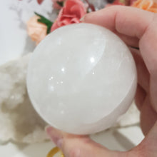 Load image into Gallery viewer, Quartz Sphere Crystal Carving on gold stand 75mm 16 STUNNING LARGE