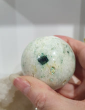 Load image into Gallery viewer, Phoenix Stone Sphere Crystal Carving Stone on Silver Stand
Inspires Compassion
Lovely Phoenix Stone Crystal Sphere Carving Stone on silver stand.