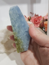 Load image into Gallery viewer, Blue Calcite Freeform Crystal Carving Stone 90mm 1 SMALL CHIPS BUT GLORIOUS FREEFORM