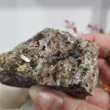 Load image into Gallery viewer, Epidote Crystal Specimen Stone 65mm 3 LOVELY LITTLE CRYSTALS