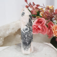 Load image into Gallery viewer, zebra agate crystal point tower