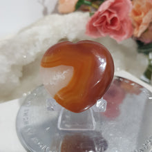 Load image into Gallery viewer, Carnelian Crystal Heart Carving on Stand Stone 40mm 15 CRACK