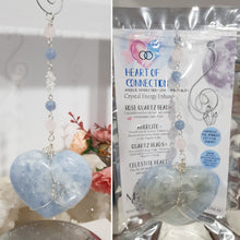 Load image into Gallery viewer, Heart-of-Connection-crystal-energy-enhancer-Blue-Celestite-stone-suncatcher-