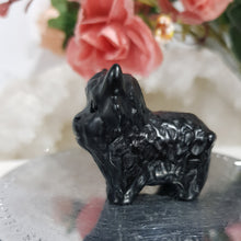 Load image into Gallery viewer, Highland Cow Black Obsidian Crystal Carving Stone 40mm 1