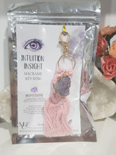 Load image into Gallery viewer, KEY RING Pink Macrame - INTUITION / INSIGHT - Amethyst Crystal Cluster Stone 150mm 2 KEYRING