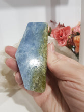 Load image into Gallery viewer, Blue Calcite Freeform Crystal Carving Stone 90mm 1 SMALL CHIPS BUT GLORIOUS FREEFORM