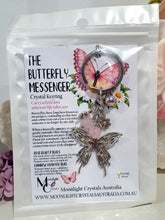 Load image into Gallery viewer, THE BUTTERFLY MESSENGER " Metal Butterfly Keyring Key chain with Rose Quartz & Rainbow Hematite Beads Stone Silver Crystal Key Ring
INSPIRES CONNECTION, LOVE & TRANSFORMATION
Carry a little Love wherever life takes you.
Lovely silver coloured metal Butterfly Keyring Key ring keychain with flower charms, beaded with Rose Quartz and Rainbow Hematite.