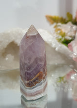 Load image into Gallery viewer, Amethyst Agate Tower Crystal Stone. This one is so prety. Just has a broken tip.
