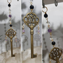 Load image into Gallery viewer, MAGICKAL KEY OF PROTECTION - PROTECTION | WISDOM | SPIRITUALITY - Brass Key Crystal Energy Enhancer© / Hanger / Ornament / Sun Catcher 200mm