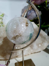 Load image into Gallery viewer, Moss Agate Sphere Crystal Carving on Planet Stand 55mm | Promotes Grounding & Connection to Earth