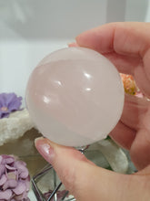 Load image into Gallery viewer, Selenite Sphere Crystal Carving on Silver Stand.| Inspires Connection to the Angelic Realm