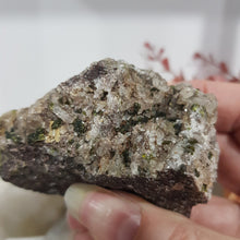 Load image into Gallery viewer, Epidote Crystal Specimen Stone 65mm 3 LOVELY LITTLE CRYSTALS