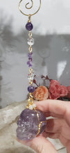 Load image into Gallery viewer, Angelica-the-Intuitive-Amethyst-Skull-Crystal-Energy-Enhancer-Stone-Hanger-Suncatcher-Ornament