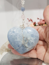 Load image into Gallery viewer, THE HEART OF CONNECTION - ANGELIC CONNECTION | LOVE | SPIRITUALITY - Heart Celestite Stone Crystal Energy Enhancer© / Hanger / Ornament / Sun Catcher 200mm