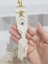 Load image into Gallery viewer, Evil-Eye-Macrame-Keyring-Key-Ring-Moonlight-Crystals-Australia