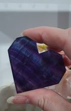 Load image into Gallery viewer, Heart Fluorite Crystal Carving Stone on plastic Stand
Inspires CONCENTRATION AND STABILITY
Lovely Fluorite Heart with blue colouring on plastic stand. super pretty.