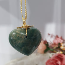 Load image into Gallery viewer, Amazonite Heart Crystal Pendant Gold Wired Gemstone 40mm (chain NOT included) P170