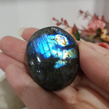 Load image into Gallery viewer, Labradorite crystal Palm Stone Stone 42mm 9 CHIPS / SCRATCHES