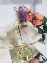 Load image into Gallery viewer, Amethyst Agate Sceptor on Gold Stand Crystal Carving Stone 170mm 1 LOVELY!