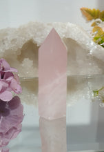 Load image into Gallery viewer, Rose Quartz Crystal Tower Point Stone
INSPIRES UNCONDITIONAL LOVE
Lovely Rose Quartz crystal point tower.