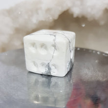 Load image into Gallery viewer, Die Dice Crystal Carving Howlite Stone 20mm 1 INCLUSIONS UNEVEN
