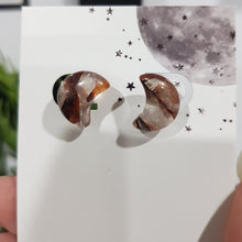 Load image into Gallery viewer, Moon Fire Quartz Crystal STUD EARRINGS Gemstone 12mm E81