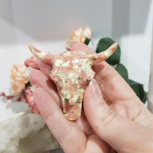 Load image into Gallery viewer, skull-Bull-horns-Pink-Opal-Crystal-Carving-Stone-Moonlight-Crystals-Australia