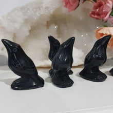 Load image into Gallery viewer, raven-crow-crystal-carving-stone-black-obsidian-moonlight-crystals-australia-online-store-melbourne-australia