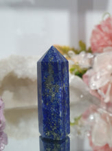 Load image into Gallery viewer, Lapis Lazuli with Pyrite Crystal Point Tower Stone.
INSPIRES HARMONY, WISDOM & PSYCHIC PROTECTION
Lovely Lapis Lazuli crystal point tower with gorgeous Pyrite inclusions.