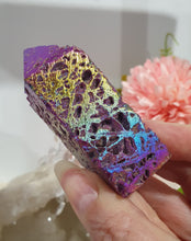 Load image into Gallery viewer, Titanium Aura Sphalerite Tower Point Stone 70mm
Inspires Spiritual Development and Uplifts
Lovely Titanium Aura Sphalerite crystal point tower.