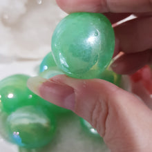 Load image into Gallery viewer, Titanium Aura Quartz Green Crystal Tumble Stone 25mm - 30mm