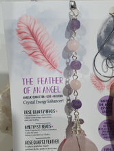 Load image into Gallery viewer, THE FEATHER OF AN ANGEL - Handcrafted Rose Quartz Feather Silver Wired Crystal Energy Enhancer© | Hanger | Ornament | Suncatcher
ANGELIC CONNECTION | LOVE | INTUITION
Gorgeous Rose Quartz feather crystal carving beaded with Amethyst and Rose Quartz. Wire wrapped in non tarnish silver