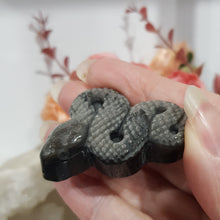 Load image into Gallery viewer, Snake Black Obsidian Animal Crystal Carving Stone 50mm 1