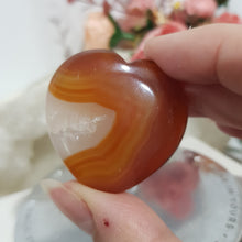 Load image into Gallery viewer, Carnelian Crystal Heart Carving on Stand Stone 40mm 15 CRACK