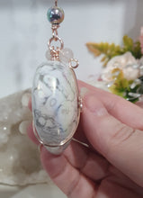 Load image into Gallery viewer, "HEART OF A UNICORN" Aura Howlite Heart Rose Gold Crystal Energy Enhancer© Hanger Ornament Suncatcher 200mm | Inspires Magick & Love