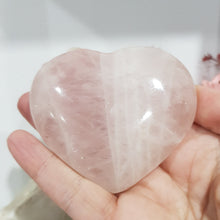 Load image into Gallery viewer, Heart Rose Quartz Crystal Carving Stand 70mm 11 LOVELY SHINE / UNEVEN COLOUR