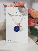 Load image into Gallery viewer, Midnight-Moon-Enamel-Pendant-with-Crystal-Moonstone-Bead-Gold-Necklace