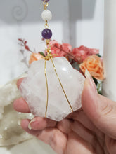 Load image into Gallery viewer, ENCHANTED LOTUS - PURITY | POWER | SPIRITUALITY - Quartz Lotus Carving gold Crystal Energy Enhancer© / Hanger / Ornament / Sun Catcher 200mm