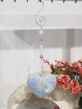Load image into Gallery viewer, Heart-of-Connection-crystal-energy-enhancer-Blue-Celestite-stone-suncatcher-