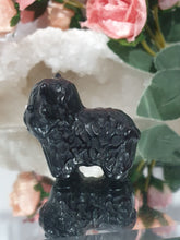 Load image into Gallery viewer, Beautiful Cute Black Obsidian Highland Cow Crystal Carving Stone.