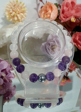 Load image into Gallery viewer, Beautiful POWERHEALER Crystal Beaded Bracelet. Amethyst, Rose Quartz, Quartz & Hematite. 8mm