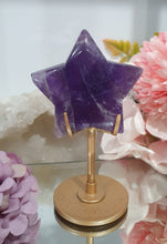 Load image into Gallery viewer, Star Amethyst Crystal Carving Stone on Stand
Inspires Intuition
Gorgeous Amethyst Star Crystal Carving Stone on stand.