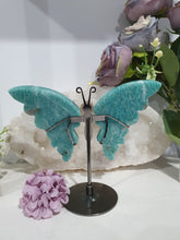 Load image into Gallery viewer, Amazonite Butterfly Wings Crystal Carving on Stand. Inspires Hope & Disperses Fear