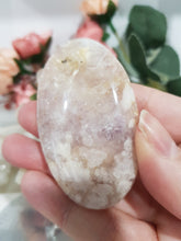 Load image into Gallery viewer, Pink-Amethyst-Flower-Agate-Palm-Stone-Crystal-Stone-on-Stand-Moonlight-Crystals-Australia-for-sale-buy-now-Online-Crystal-Store