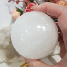 Load image into Gallery viewer, Quartz Sphere Crystal Carving on gold stand 75mm 16 STUNNING LARGE