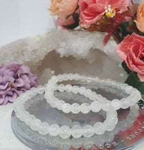 Load image into Gallery viewer, Selenite Crystal Bracelet Gemstones 6mm 8 - 8.5inch bracelet. Cleansing & Angelic Connection